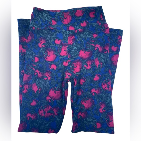 LulaRoe Navy Green Tomato Leggings - Picture 2 of 3